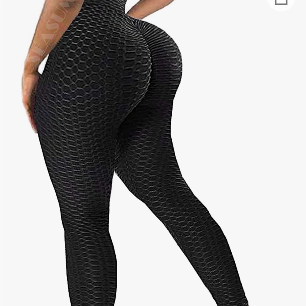 Seasum High Waisted Textured Black Leggings